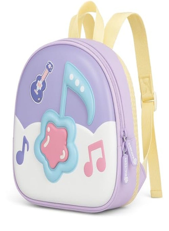 Nubby Dotss Kids Musical Theme Mini Backpack with Guitar Design, Yellow Straps, Mesh Back Panel for School, Picnic (purple) - Image 1